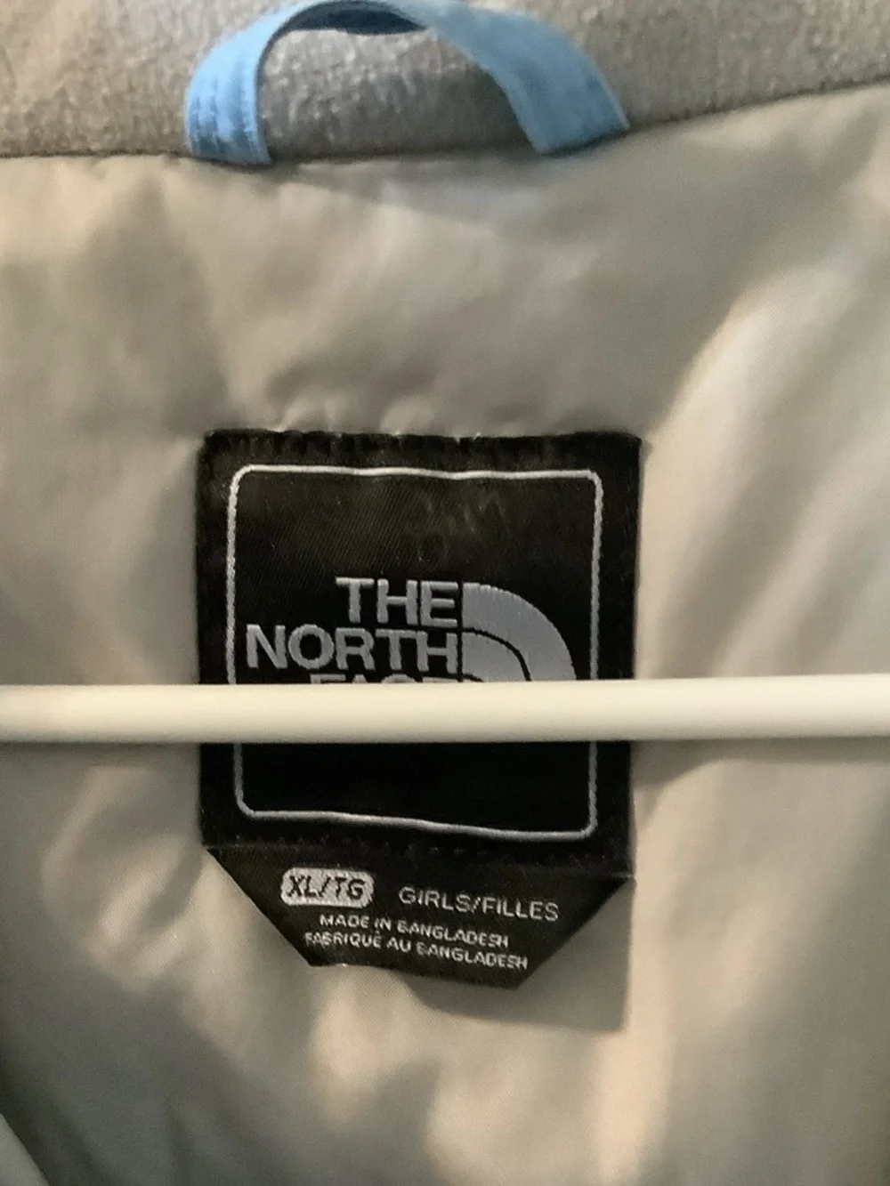 The North Face Light Blue and White Hooded‎ ski Jacket